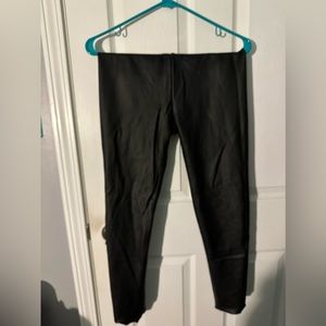 Lined black leather leggings